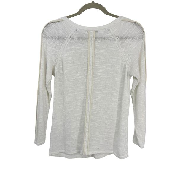 Lafayette 148 New York Knit Linen Blend Button Cardigan White Medium Round neck - Picture 2 of 11